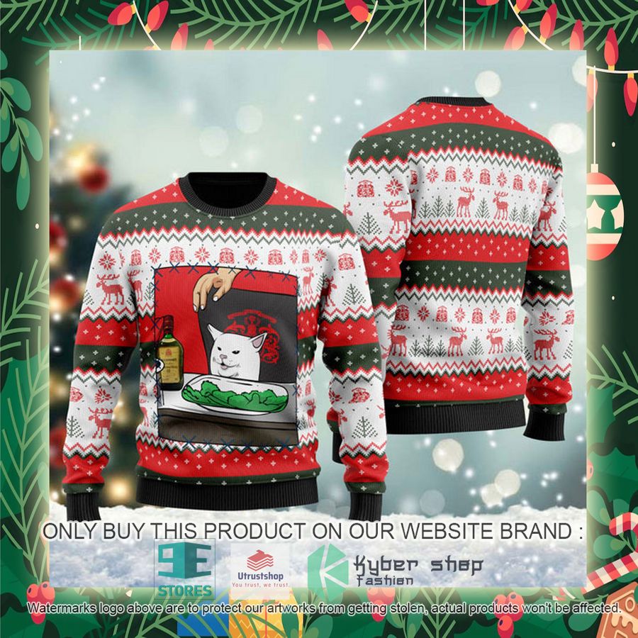 buchanans whisky cat meme ugly christmas sweater 2 36469