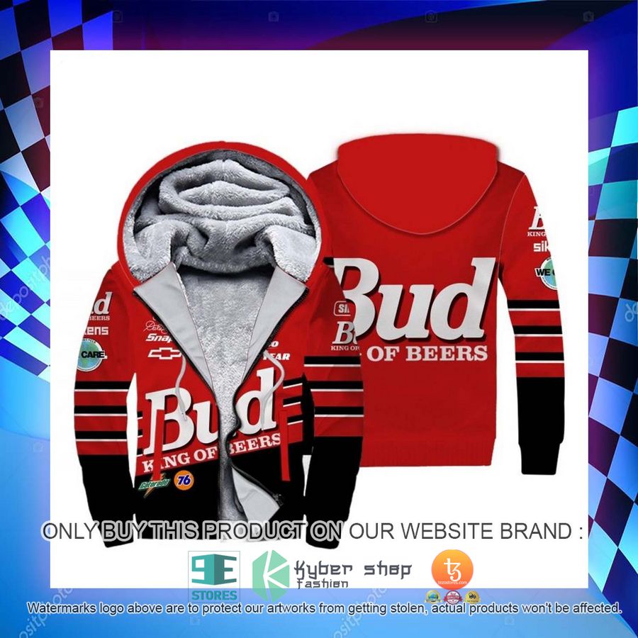 HOT Bud King of beers Dale Earnhardt Jr. Racing Fleece Zipper Hoodie 4 bud king of beers dale earnhardt jr racing fleece hoodie 4 23243