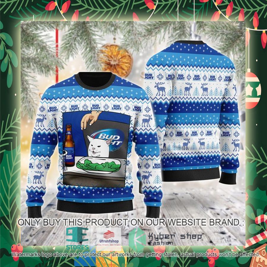 bud light cat meme ugly christmas sweater 2 70072