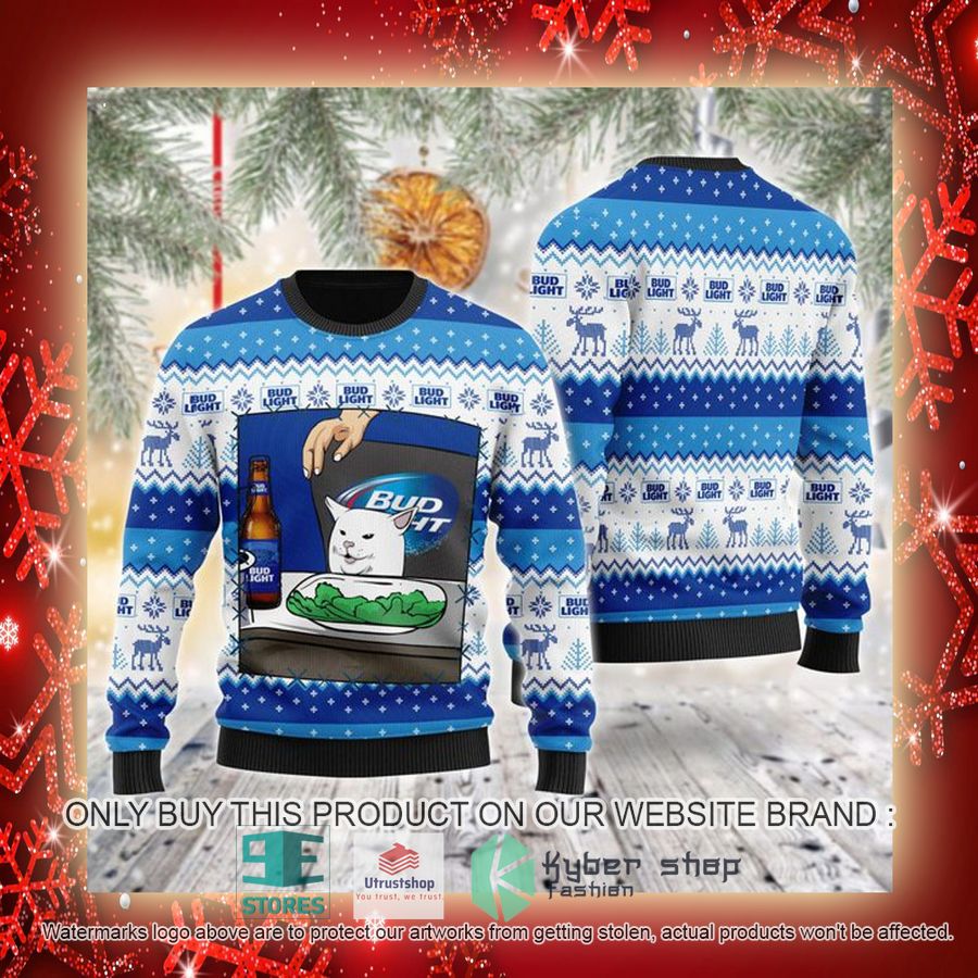 NEW Bud Light Cat Meme Christmas Ugly Sweater 3 bud light cat meme ugly christmas sweater 3 43992