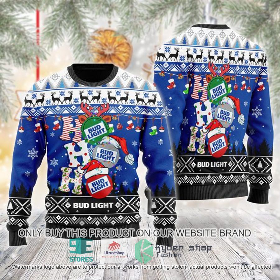 bud light ho ho ho ugly christmas sweater 1 5650