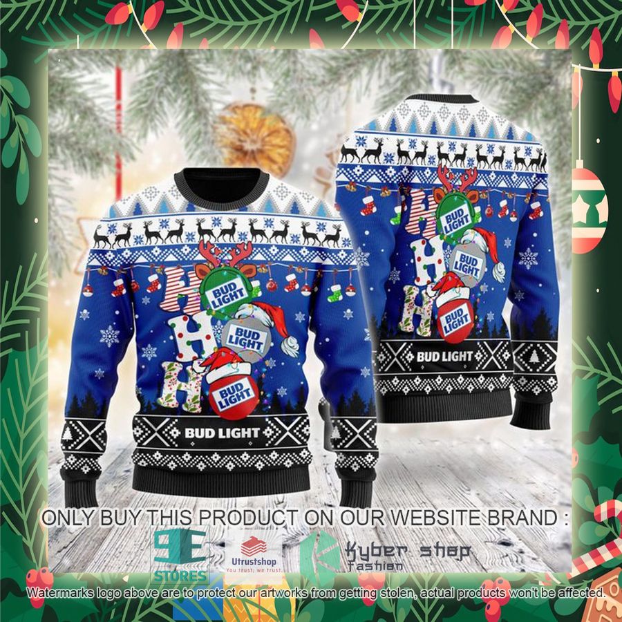 bud light ho ho ho ugly christmas sweater 2 84587
