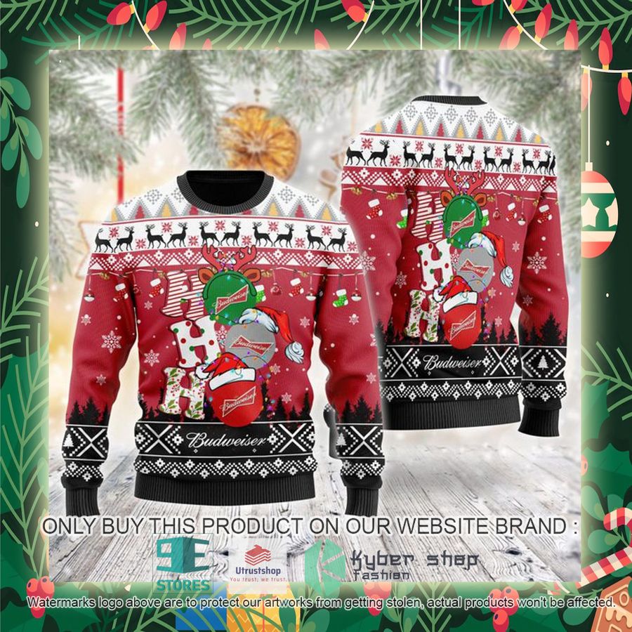 budweiser beer ho ho ho ugly christmas sweater 2 80489