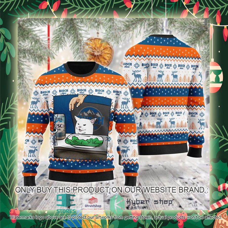 busch latte cat meme ugly christmas sweater 2 90550