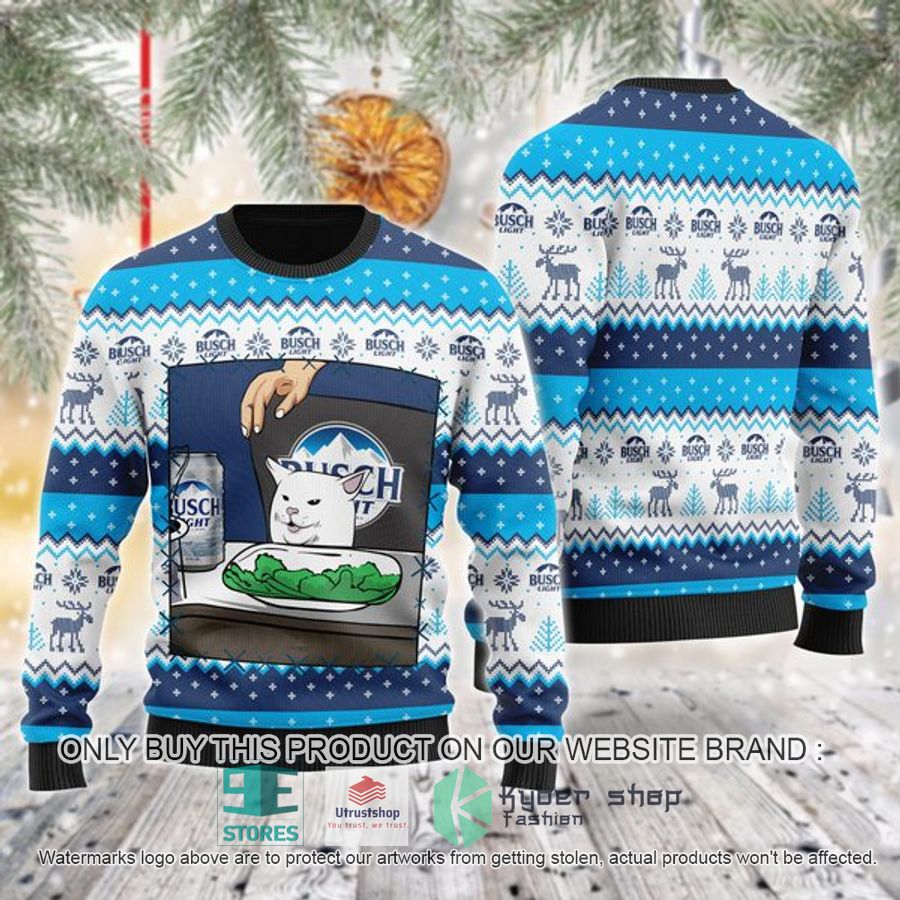 busch light cat meme ugly christmas sweater 1 61596