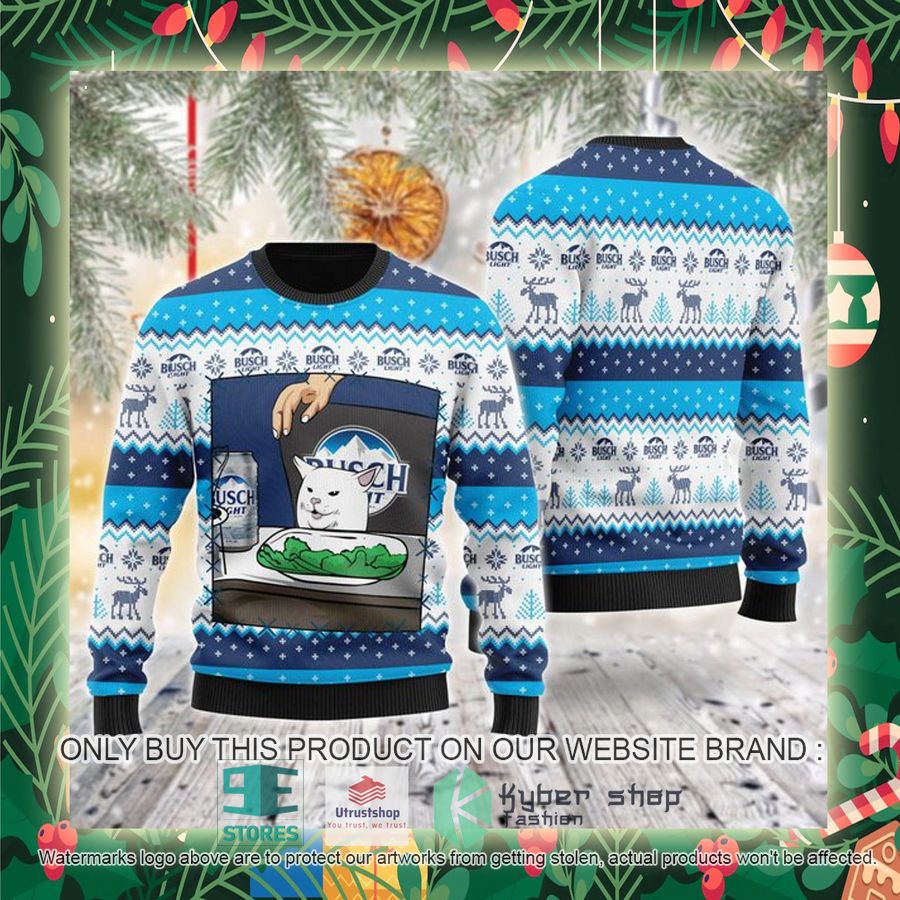 busch light cat meme ugly christmas sweater 2 73446