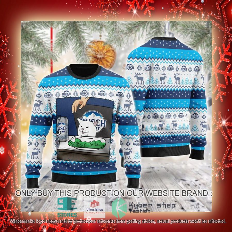 NEW Busch Light Cat Meme Christmas Ugly Sweater 3 busch light cat meme ugly christmas sweater 3 90106