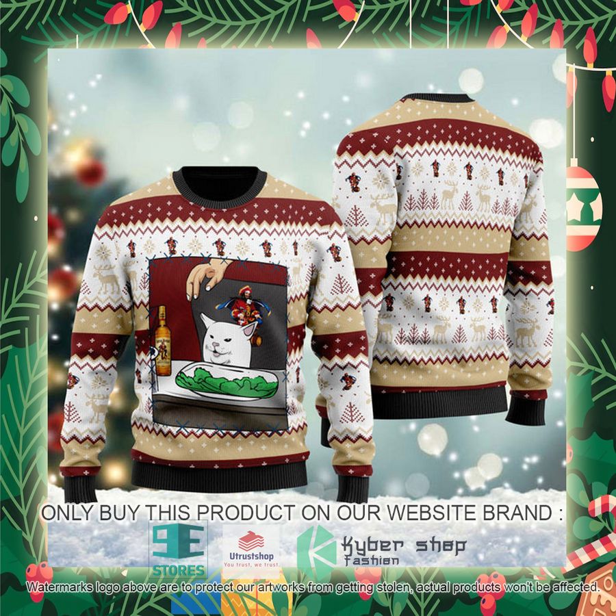 captain morgan cat meme ugly christmas sweater 2 15826