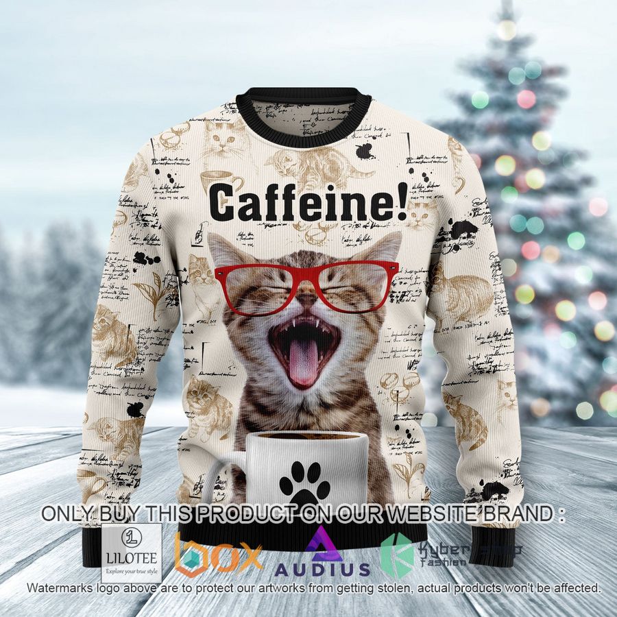 cat caffeine ugly christmas sweater 1 36934