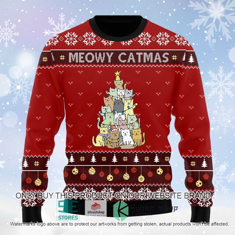 NEW Cat Christmas Tree Meowy Catmas Ugly Sweater 4 cat christmas tree meowy catmas ugly christmas sweater 1 54140