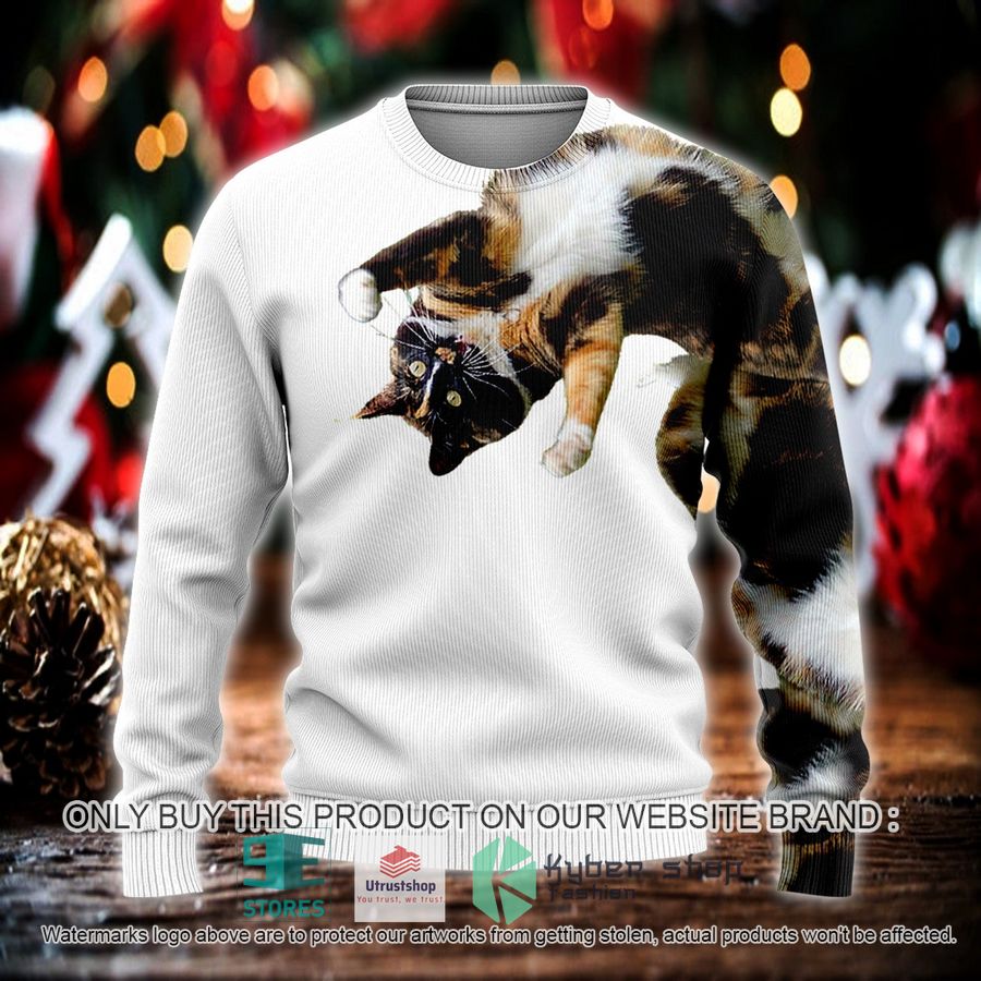 NEW Cat stretching Ugly Sweater 2 cat stretching ugly christmas sweater 2 9921