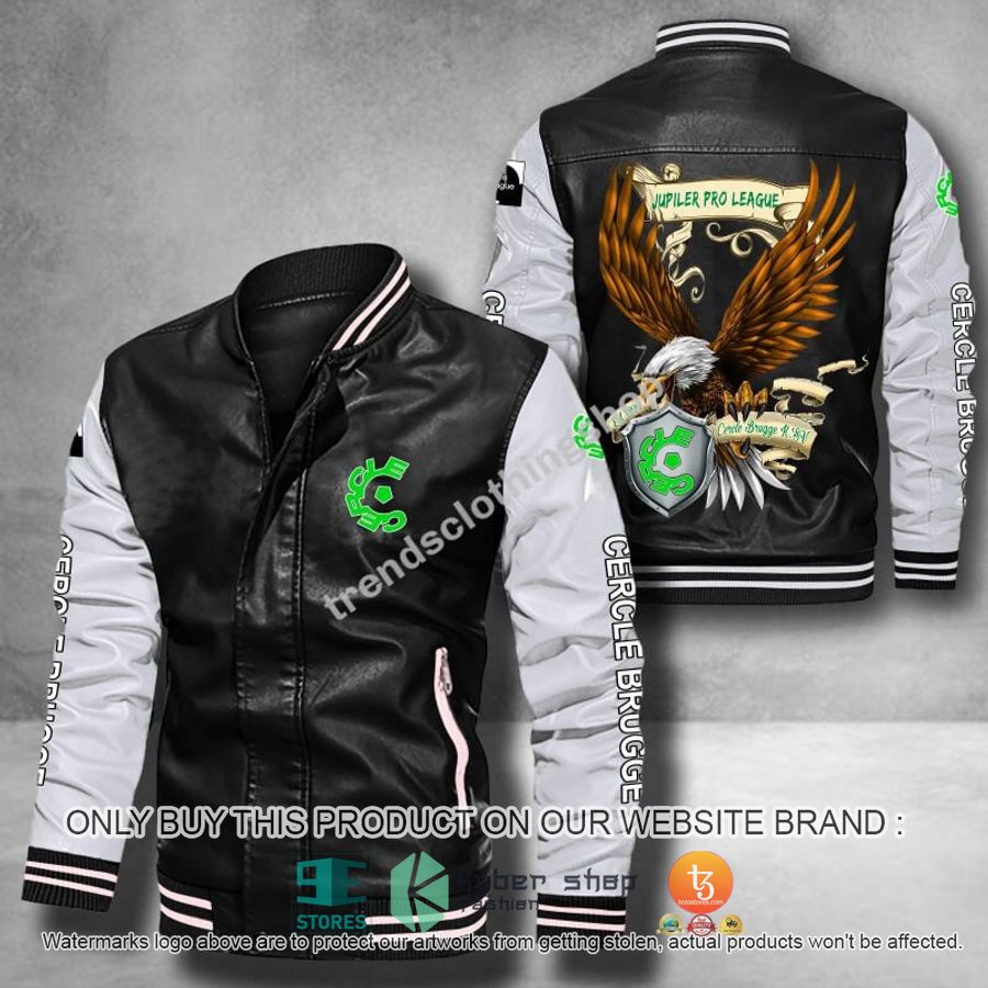 cercle brugge eagle league leather bomber jacket 1 35088