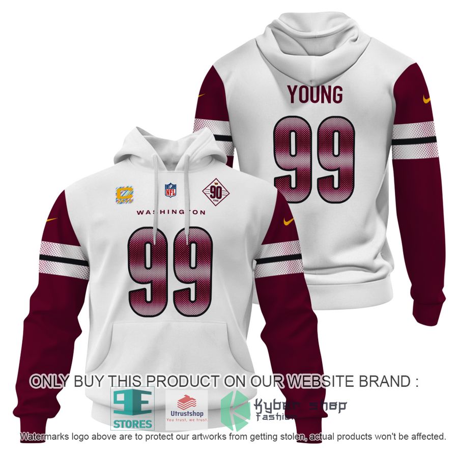 chase young 99 washington commanders white red shirt hoodie 1 66023
