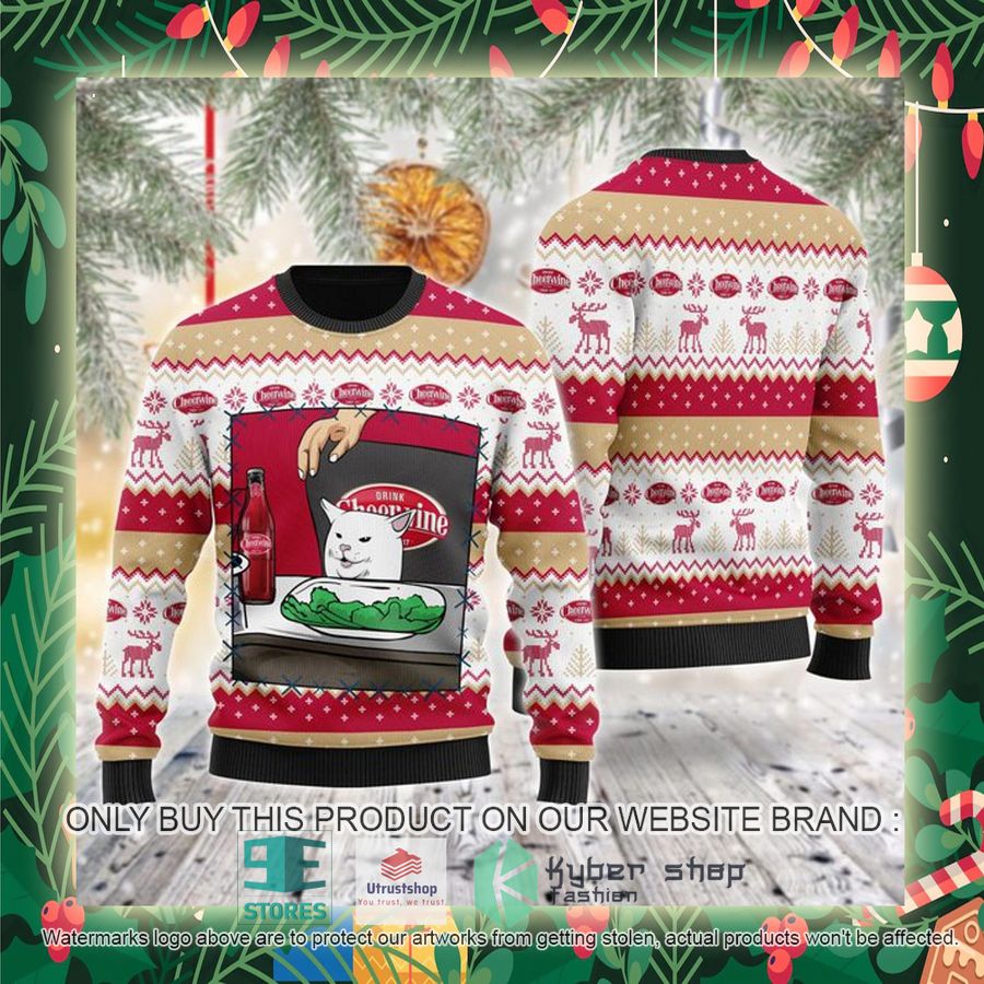 cheerwine cat meme ugly christmas sweater 2 76677