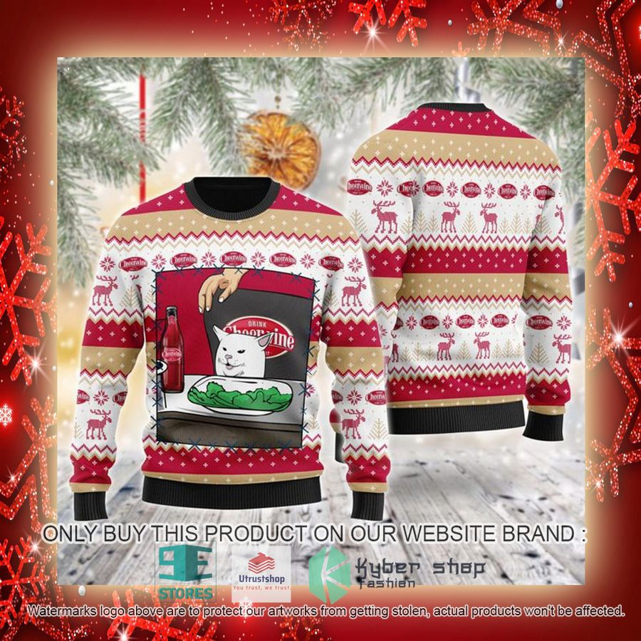 NEW Cheerwine Cat Meme Christmas Ugly Sweater 3 cheerwine cat meme ugly christmas sweater 3 30179