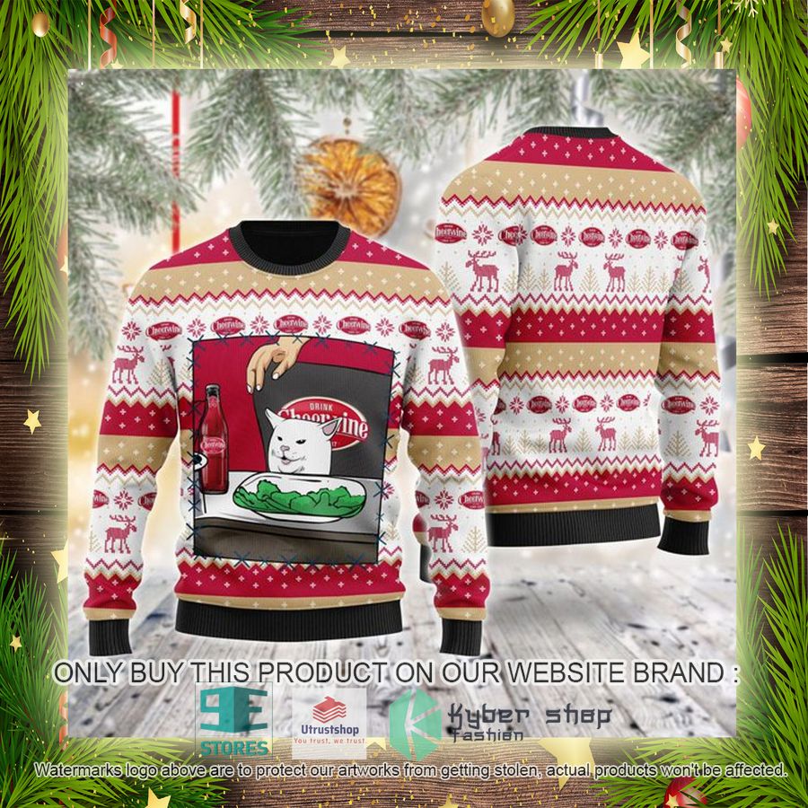 NEW Cheerwine Cat Meme Christmas Ugly Sweater 4 cheerwine cat meme ugly christmas sweater 4 2326