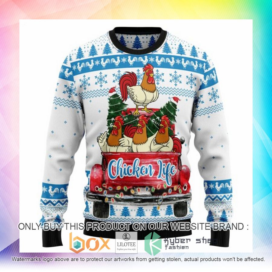 chicken life ugly christmas sweatshirt 2 23874