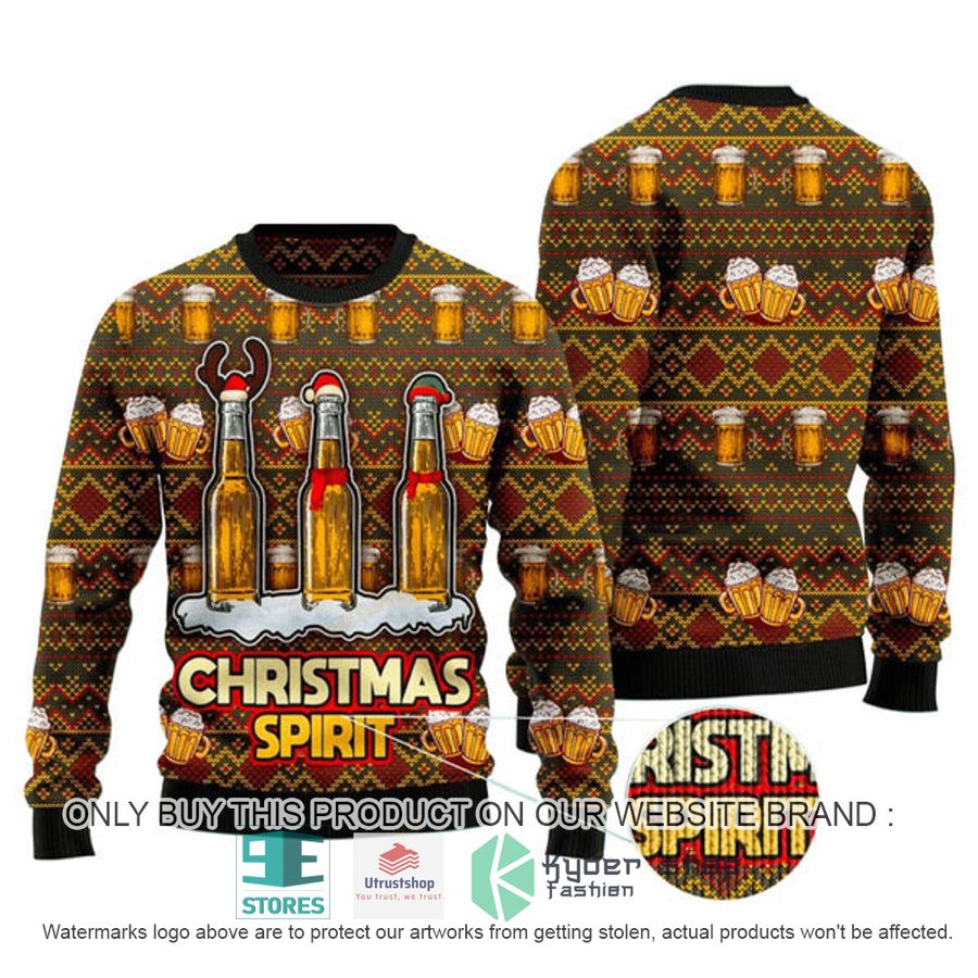 christmas spirit with beer ugly christmas sweater 1 3503