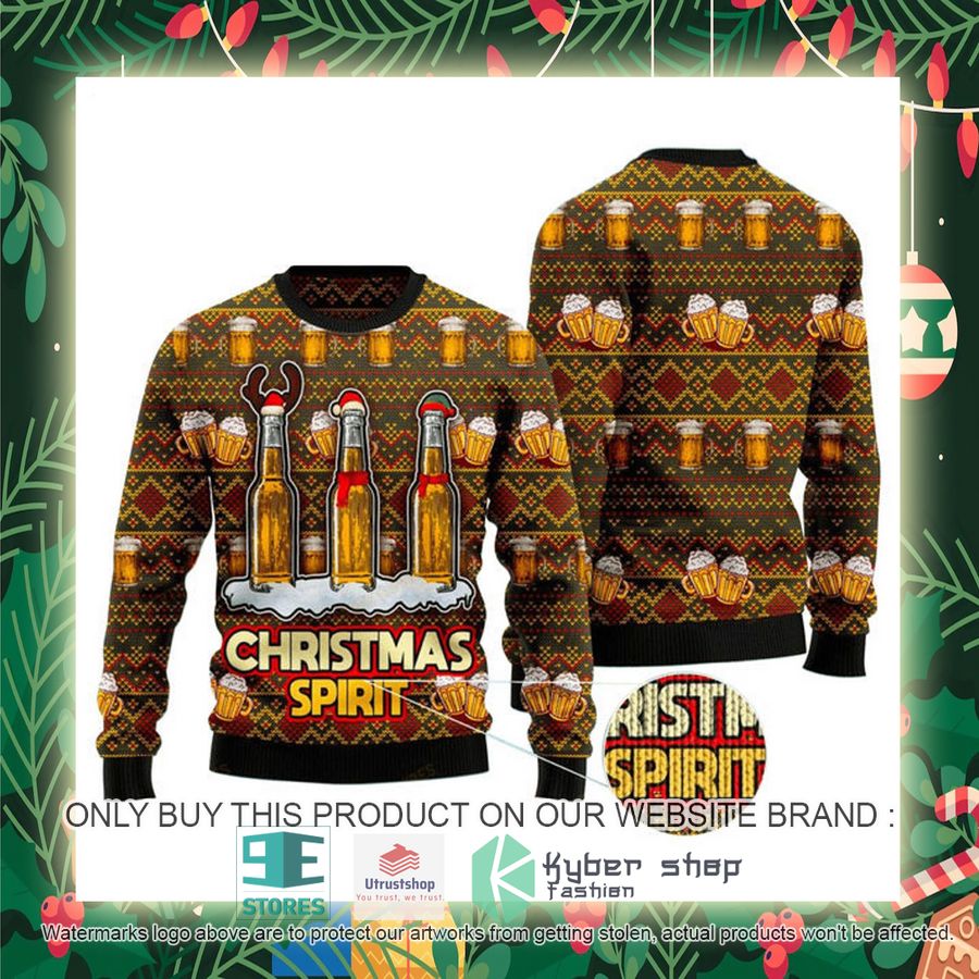 christmas spirit with beer ugly christmas sweater 2 19399