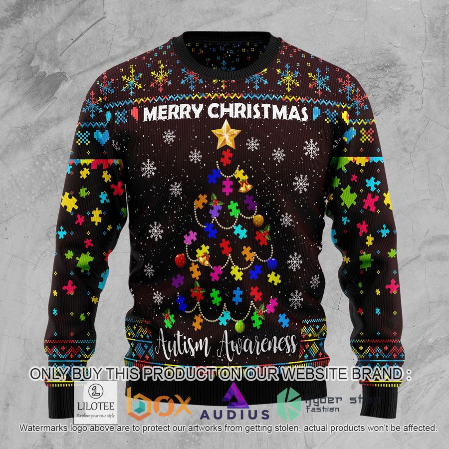 christmas tree autism awareness ugly christmas sweater 1 5658