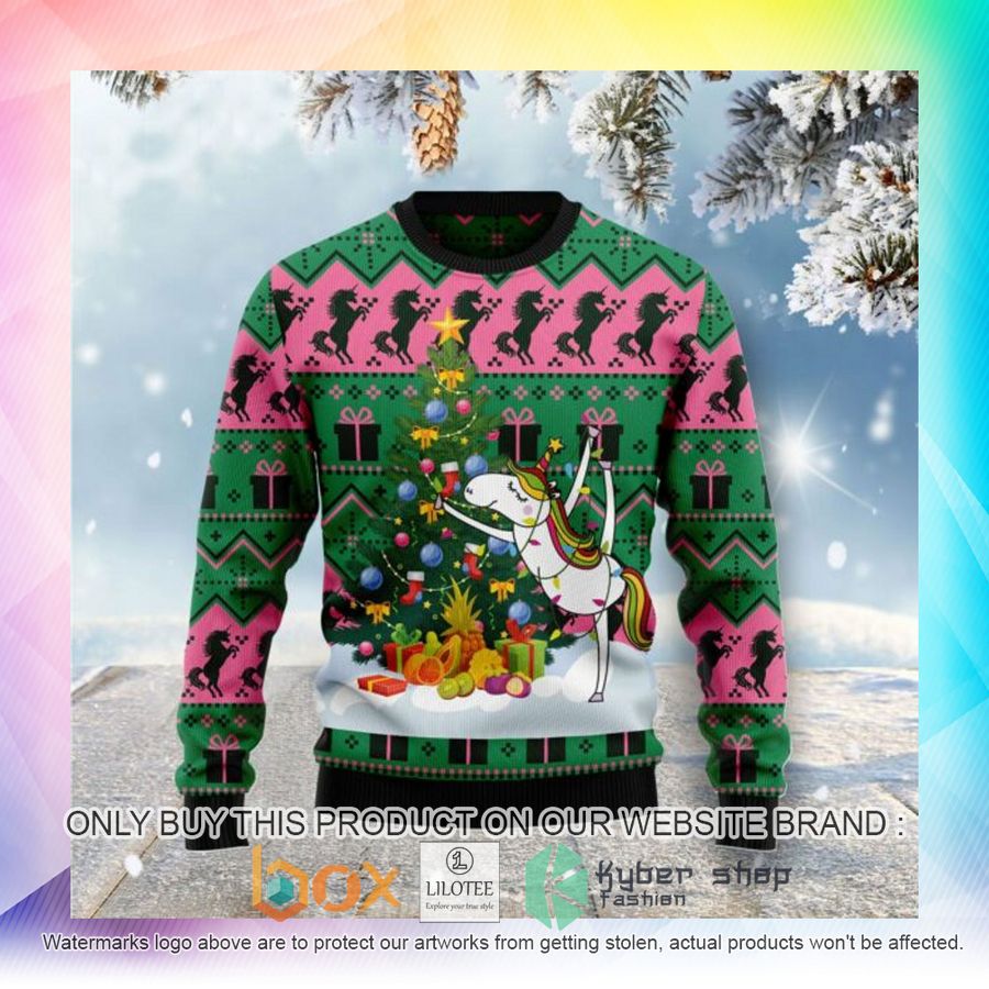 christmas tree unicorn ugly christmas sweatshirt 2 59799