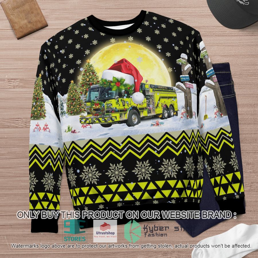 NEW Church Hill Volunteer Fire Company Queen Anne's County Maryland black Christmas Sweater 6 church hill volunteer fire company queen annes county maryland black christmas sweater 6 76052