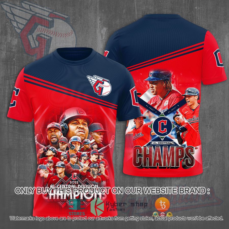 cleveland guardians baseball 2022 al central division champs 3d t shirt 1 54498