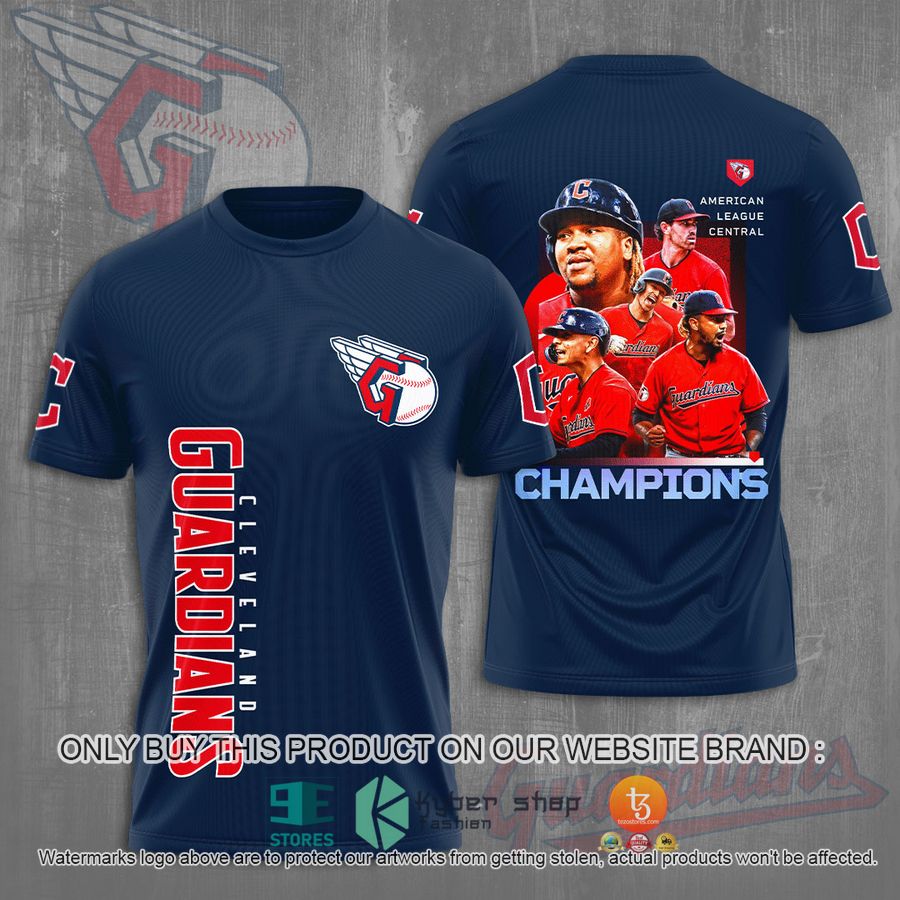 cleveland guardians baseball 2022 al central division champs navy 3d t shirt 1 24310