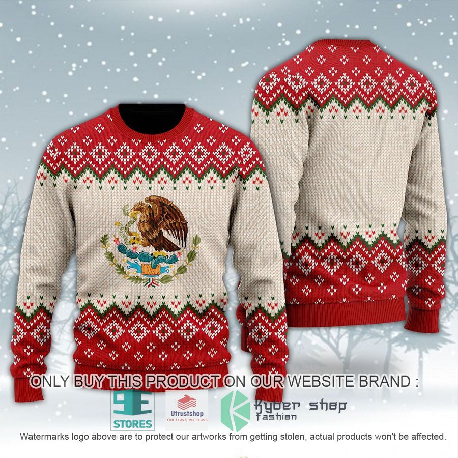 NEW Coat of arms of Mexico Red Ugly Sweater 2 coat of arms of mexico red ugly christmas sweater 2 60743
