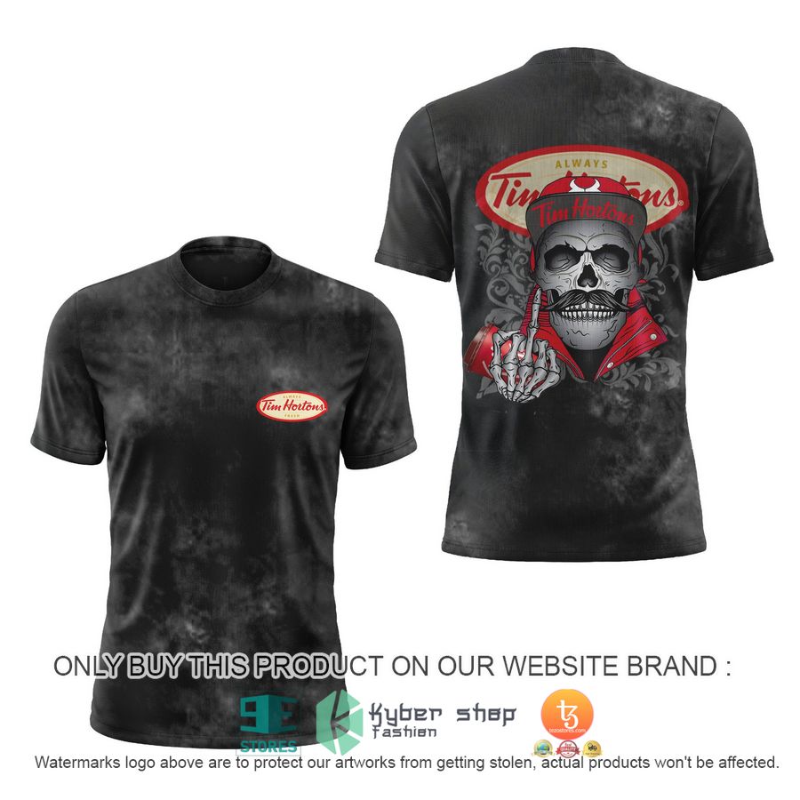 cool skull middle finger up always tim hortons 3d shirt hoodie 1 56674
