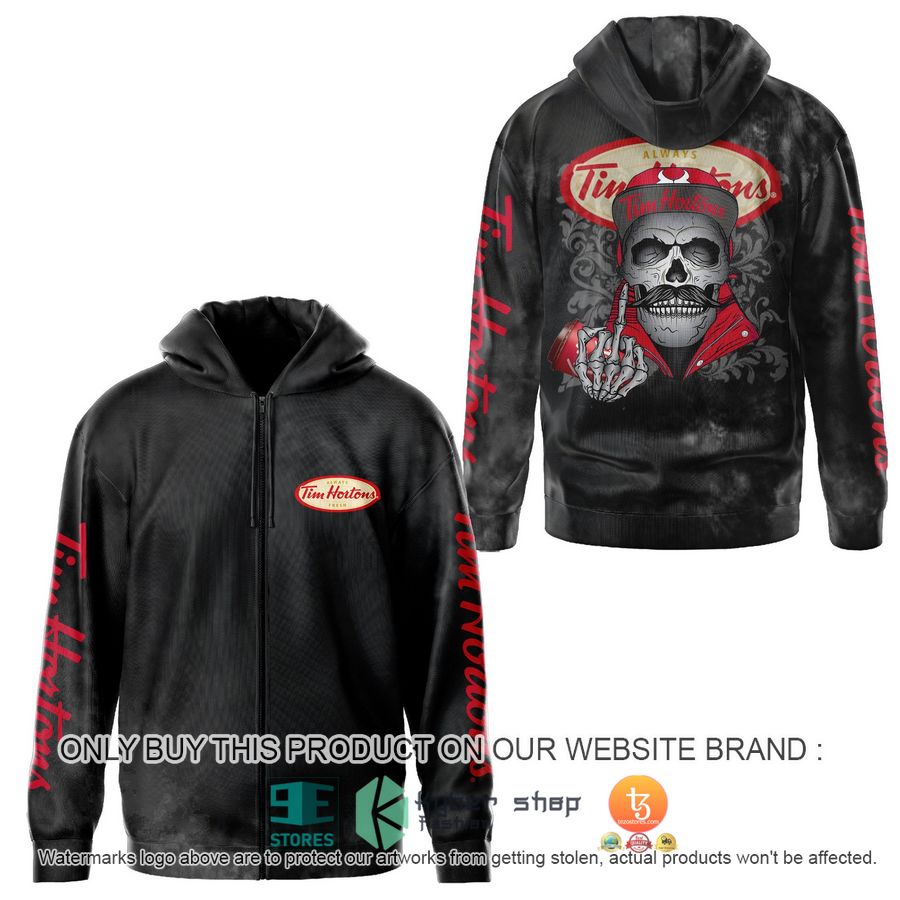 HOT Cool Skull Middle finger up always Tim Hortons 3D Shirt, Hoodie 2 cool skull middle finger up always tim hortons 3d shirt hoodie 2 60788