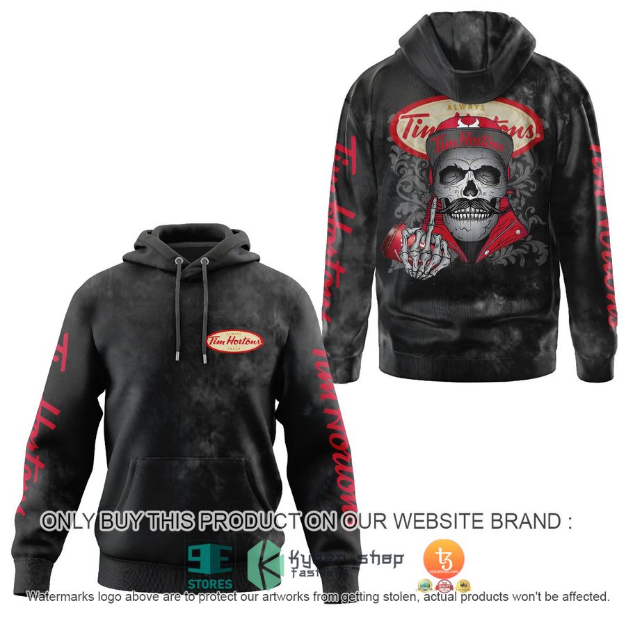 HOT Cool Skull Middle finger up always Tim Hortons 3D Shirt, Hoodie 3 cool skull middle finger up always tim hortons 3d shirt hoodie 3 59919