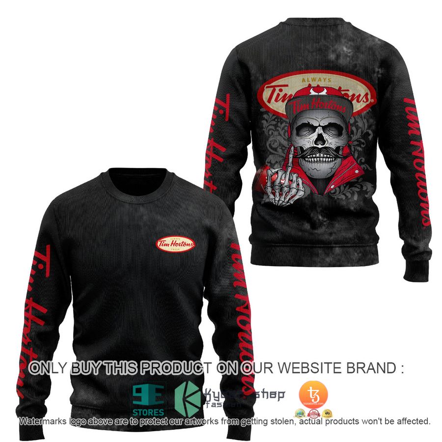 HOT Cool Skull Middle finger up always Tim Hortons 3D Shirt, Hoodie 4 cool skull middle finger up always tim hortons 3d shirt hoodie 4 18043