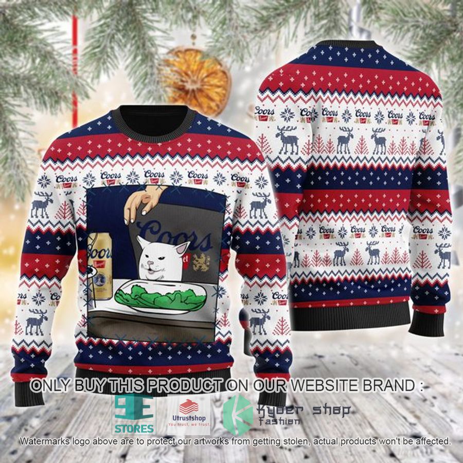 coors banquet cat meme ugly christmas sweater 1 62980