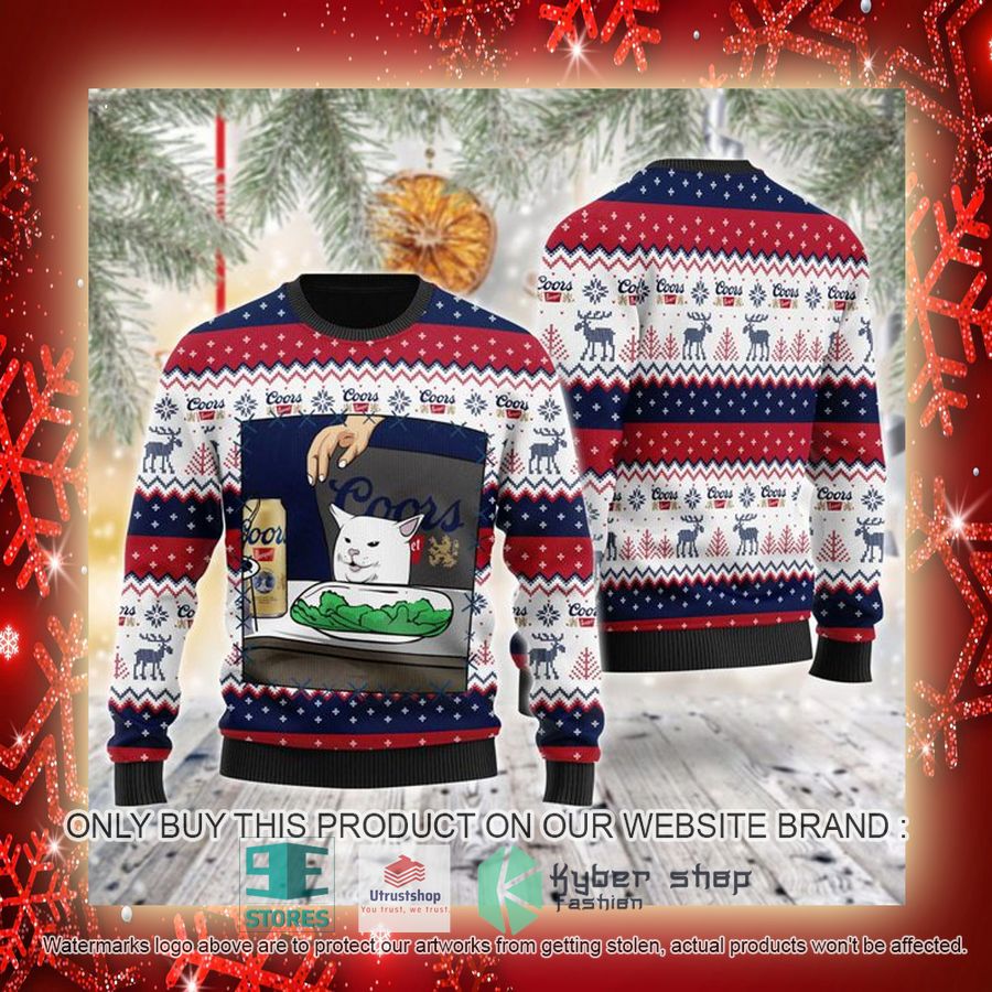 NEW Coors Banquet Cat Meme Christmas Ugly Sweater 3 coors banquet cat meme ugly christmas sweater 3 1818