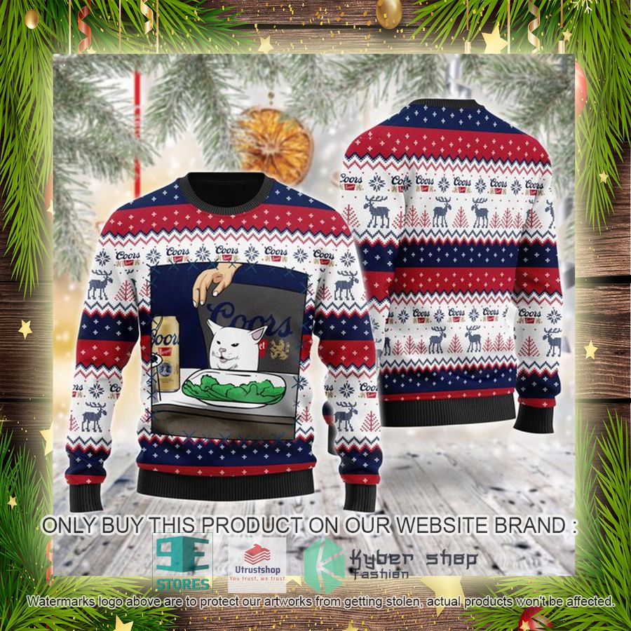 NEW Coors Banquet Cat Meme Christmas Ugly Sweater 4 coors banquet cat meme ugly christmas sweater 4 61691