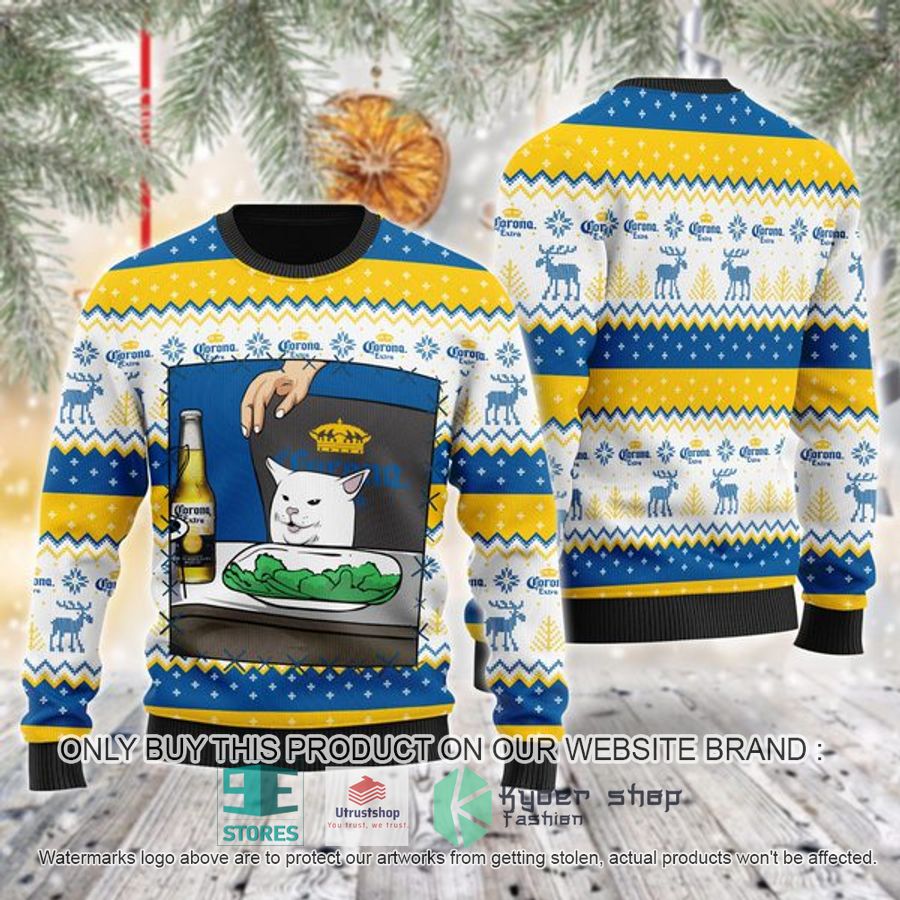 corona extra cat meme ugly christmas sweater 1 93650