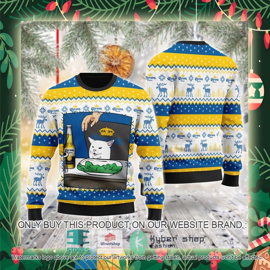 corona extra cat meme ugly christmas sweater 2 30321