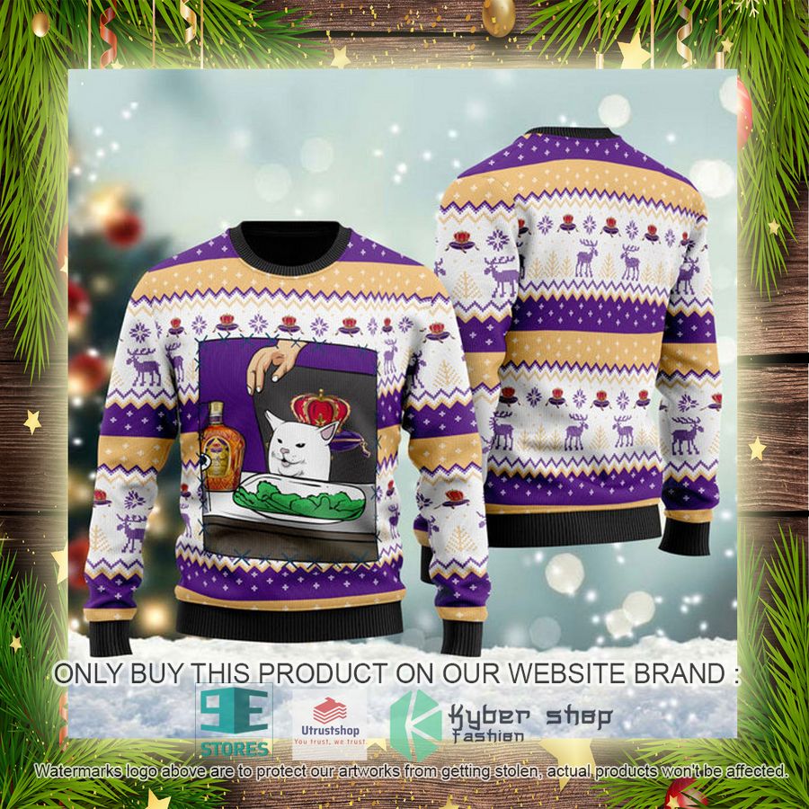 NEW Crown Royal Cat Meme Christmas Ugly Sweater 4 crown royal cat meme ugly christmas sweater 4 72795