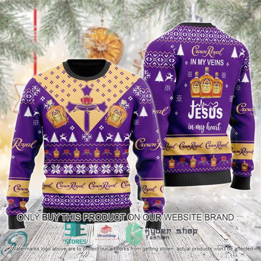 crown royal in my veins jesus in my heart ugly christmas sweater 1 21175
