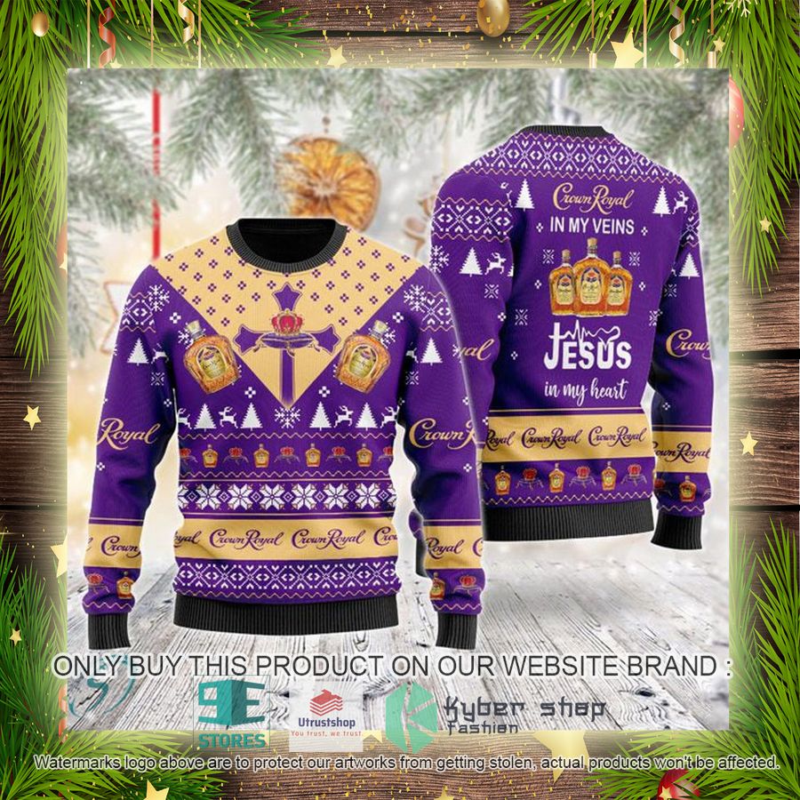 NEW Crown Royal In My Veins Jesus In My Heart Christmas Ugly Sweater 4 crown royal in my veins jesus in my heart ugly christmas sweater 4 38829