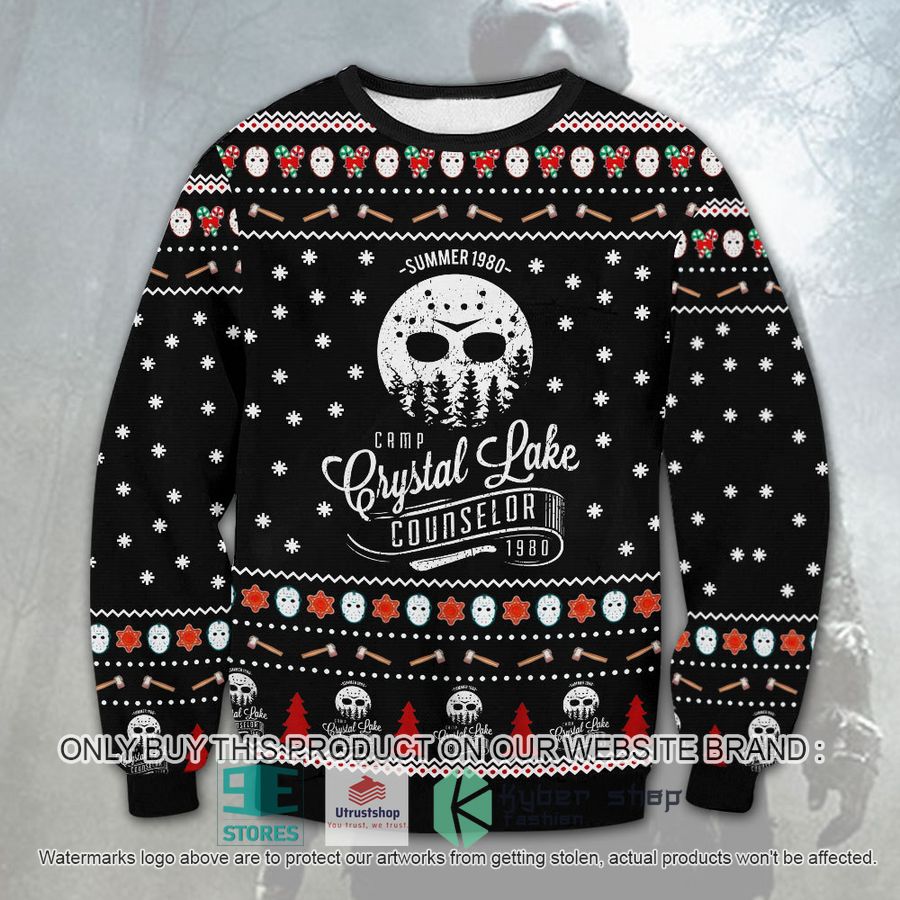 crystal lake counselor jason vooheers black ugly christmas sweater 1 58350