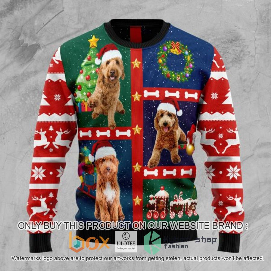cute goldendoodle red ugly christmas sweatshirt 1 75240