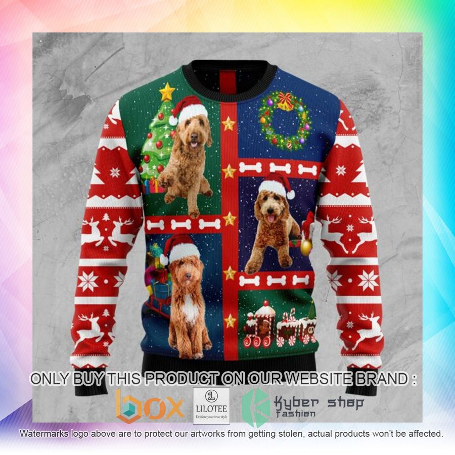 cute goldendoodle red ugly christmas sweatshirt 2 45676