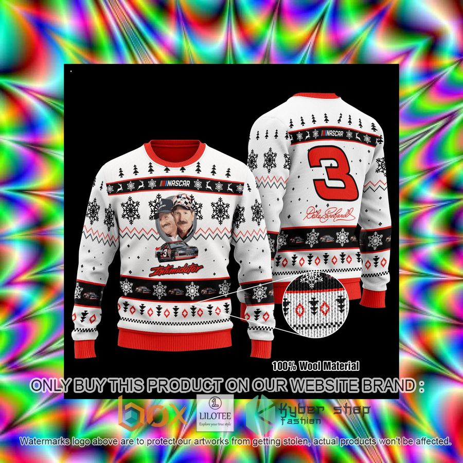 Dale Earnhardt Nascar 3 White Wool Sweater 3 dale earnhardt nascar 3 white wool sweater 3 73016
