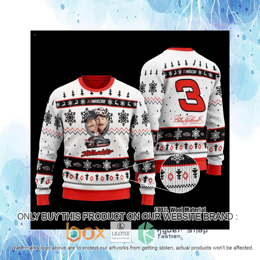 Dale Earnhardt Nascar 3 White Wool Sweater 4 dale earnhardt nascar 3 white wool sweater 4 85728