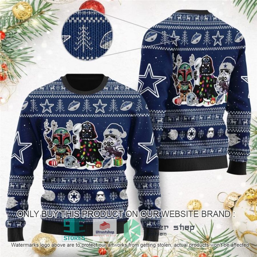 dallas cowboys darth vader boba fett stormtrooper ugly christmas sweater 1 73259