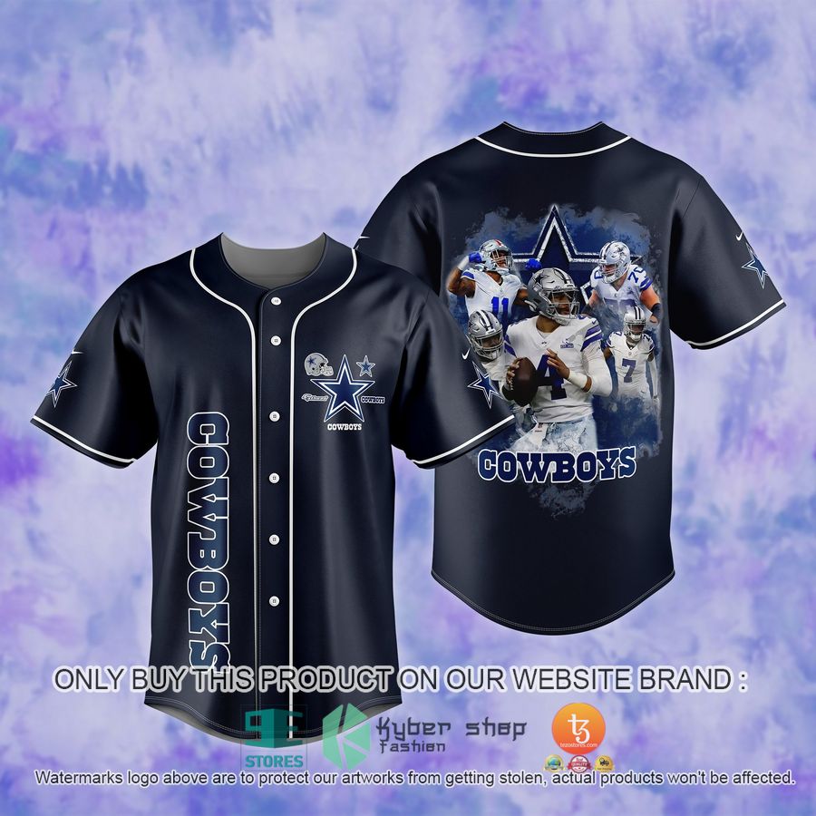 dallas cowboys players navy baseball jersey 1 6165