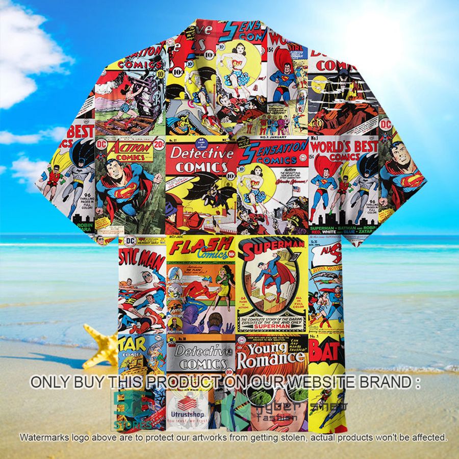 NEW DC Comics Collage Art colorful Hawaii Shirt 9 dc comics collage art colorful hawaiian shirt 1 38077