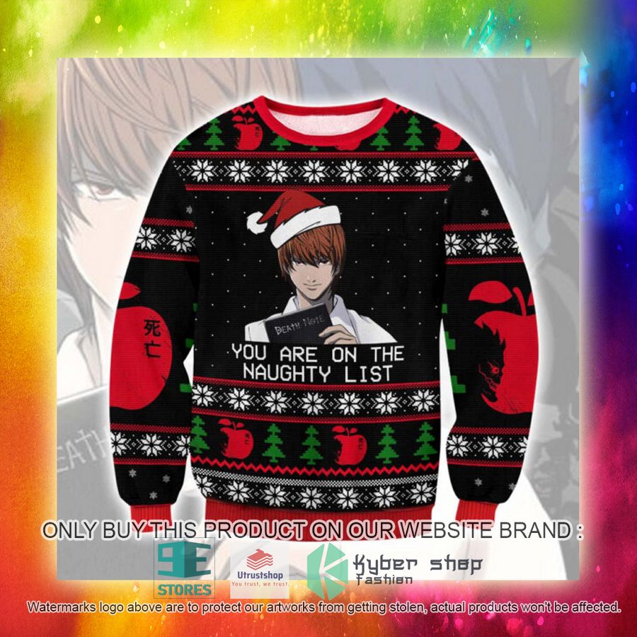 NEW Death Note Yagami Light You Are On The Naughty List Ugly Sweater 3 death note yagami light you are on the naughty list ugly christmas sweater 3 57146